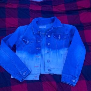 Blue and white denim button up jacket from old navy size youth large 10-12